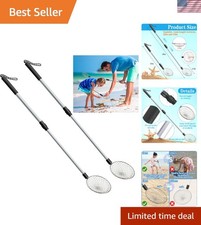 2 Pack 5.3 Inch Beach Sand Sifter- 22~35 Inch Adjustable Shark Tooth Sifter- ...