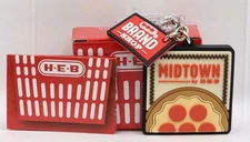 Open Box New H-E-B Brand Shop Key Chain Midtown By HEB Pizza Box Keychain
