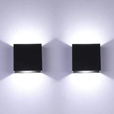 Lightess 2 Pack LED Wall Sconce Mini 10W Hardwired, Modern Wall Lamp Black Up...