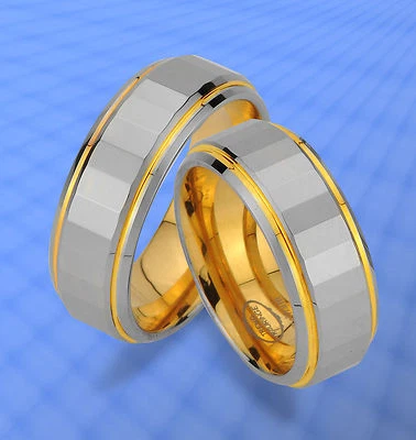 2 WOLFRAM TRAURINGE & GRAVUR GRATIS , RINGE mit IP GOLD Platierung  , JW22 - Bild 1 von 2