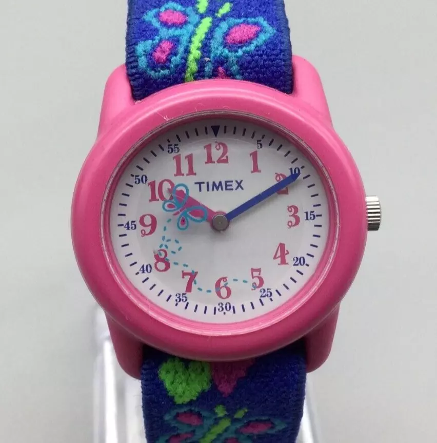 Timex Watch Kids Youth Pink Purple Nylon Band 30M Butterfly New