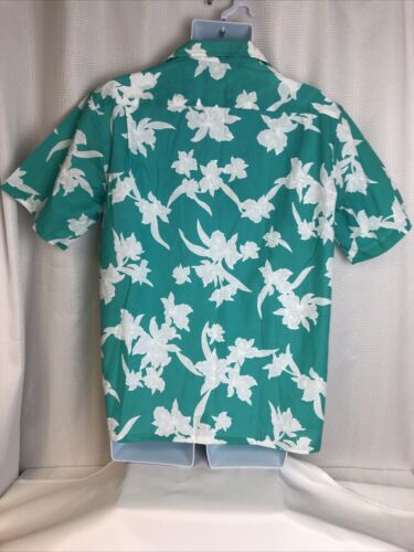Camisa Hawaiana Helenas Hecha en Hawaii Para Hombres De Colección Verde Azulado Nativo Orquídea Floral L - Imagen 2 de 9