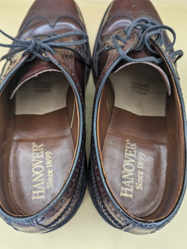Hanover Men's Businessman Goodyear Wing Tip Size 9.5 Brown Oxford Leather USA - Picture 17 of 19