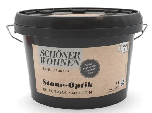 Stone-Optik Effektlasur Sandstein 1 l mit Effektzusatz und Roller - Bild 2 von 9
