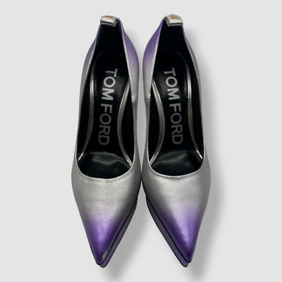 $1890 TOM FORD Women's Silver Laminated Leather Platform Pump Heel