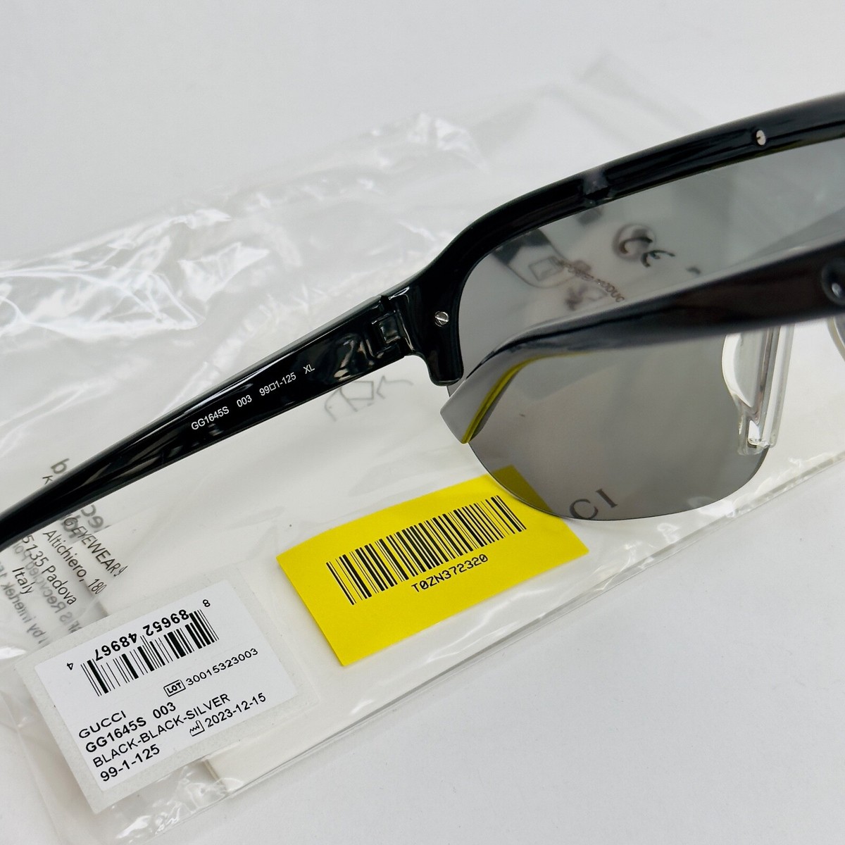GUCCI 1645 Black Silver Mirrored Mask Wrap Shield Gg1645S Unisex