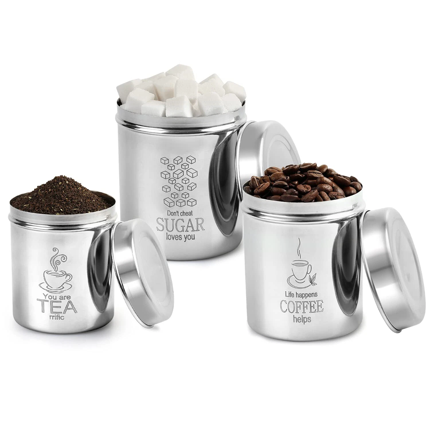 SS Container for Tea, Coffee, and Sugar, Set of 3 Pcs 700Ml, 500Ml, 310 Ml US
Opens in a new window