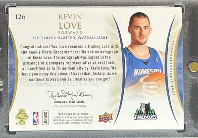 2008-09 Kevin Love Upper Deck SP Authentic Rookie RC UCLA Jersey RPA Auto  #/299