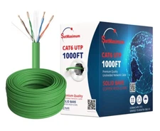 1000FT Green CAT6 Riser 23AWG Ethernet Cable 550MHz CMR Solid Bare Copper Wire