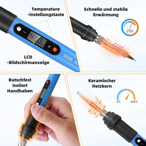 Lötkolben Set Lötset Lötstation Temperatur Einstellbar Soldering Iron Wire Kits - Bild 22 von 22