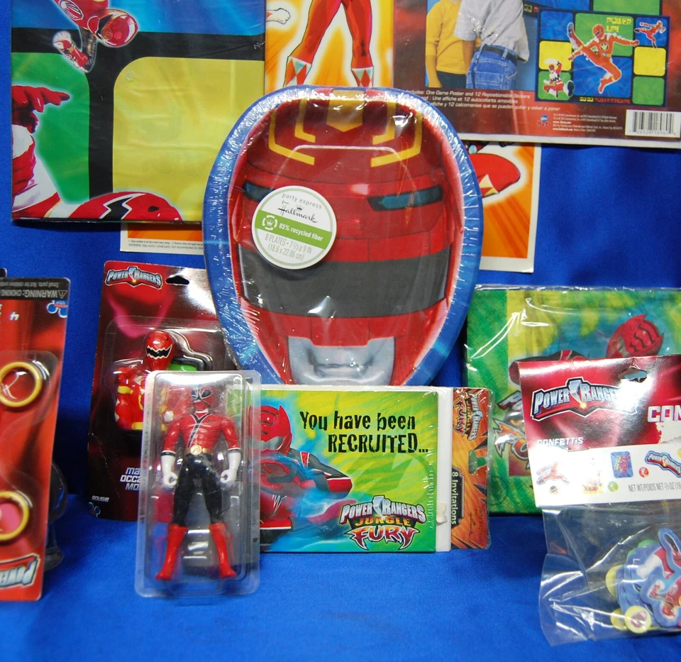 Power Rangers Fiesta # 12 Platos Mantel Servilletas Hilanderos Vela Confeti Juego Foto 4 de 4