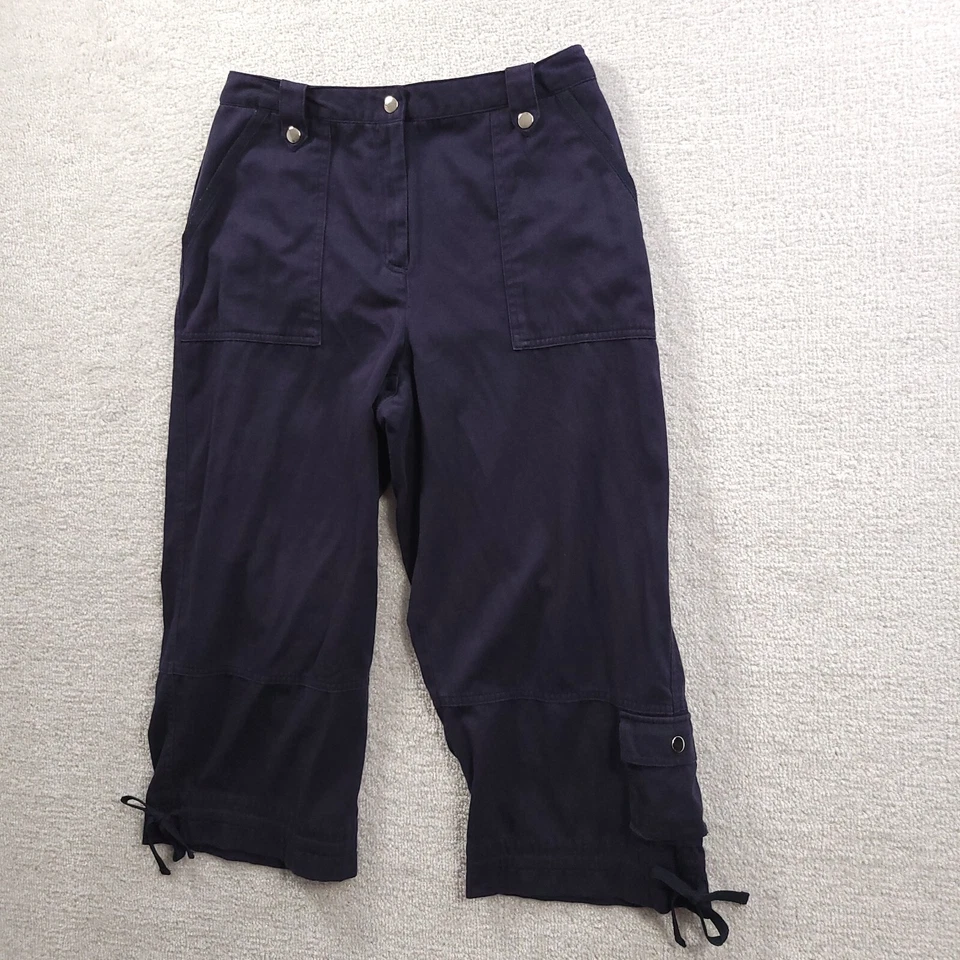 Studio Works Womens Blue Wide Leg Capri Pants Size 8 - Image 2 of 4