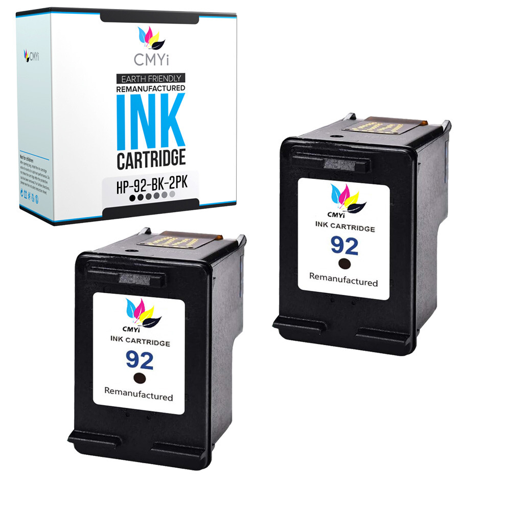 2 PK Black Ink Cartridges for HP 92 Replacement Cartridge for Deskjet Officejet