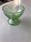 Vintage Green Depression Glass Jeanette Poinsettia Sherbet Dish