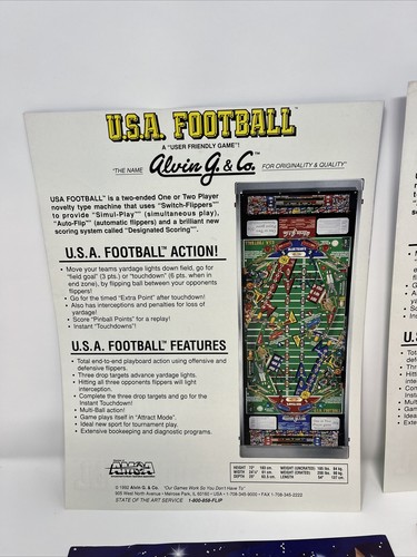 Original Mystery Castle World Tour Fútbol Alvin G Pinball Arcade Flyer Lote 4 - Imagen 6 de 9