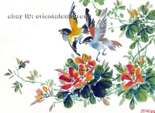 Chinese 100% real natural silk thread,su hand embroidery kits:birds flower 10.5"
