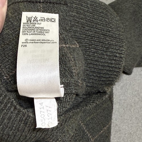 Vtg Mens M Sweater Green Lambswool Wool Extra Fine Pullover Plaid Preppy Y2K - Picture 21 of 22