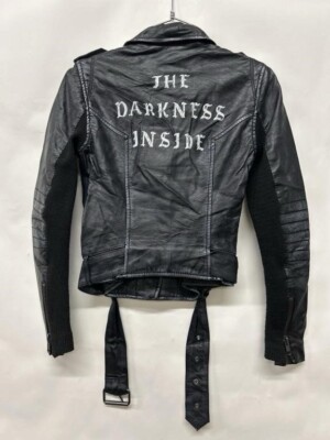 H&M Divided Black Faux Leather Jacket Size 2 Biker **Slight Wear on Collar**