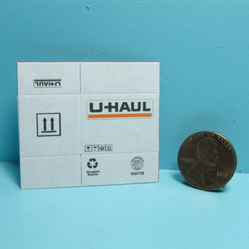Dollhouse Miniature Cardboard Moving UHaul Box Flat or Foldable White L4206 - Afbeelding 1 van 3