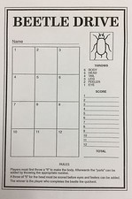 BEETLE DRIVE GAME CARDS PACK OF 25 - GREAT FUN TRADITIONAL FAMILY GAME!!