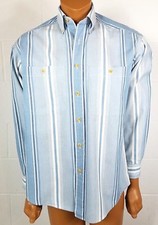 Men's Claiborne Blue Striped Button Down Shirt Size Small Long Sleeve Pockets