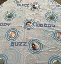 Vtg Disney Pixar Toy Story Twin Flat Sheet 66" x 96" Buzz Woody Blue