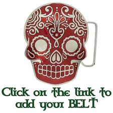 Candy Sugar Skull Day of the Dead Muertos Mexican Belt Buckle Biker Metal Pagan