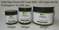 U.S. Pharma Grade 99.9% DMSO + 30% Organic Aloe GEL Glass Jar Dimethyl Sulfoxide