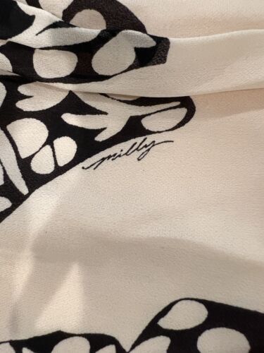 Vestido de seda firmado Milly estampado de lazo cuello alto falda de lana cintura chisme niña 6 - Imagen 10 de 14