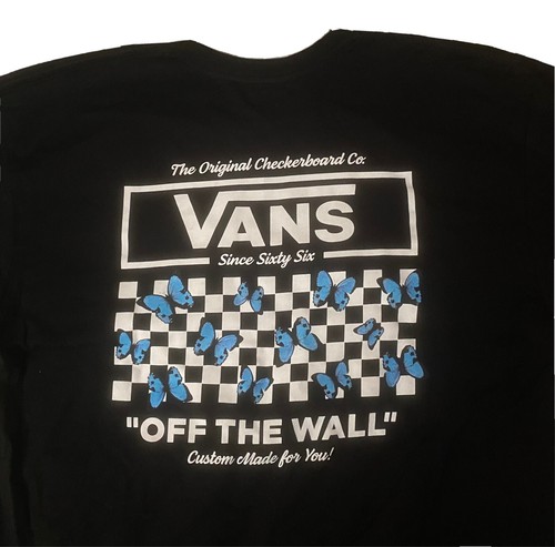 Mens Large Vans Butterfly Print Black T 