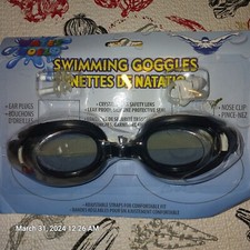 Swimming Goggles With Ear Plugs Nose Clips Black
