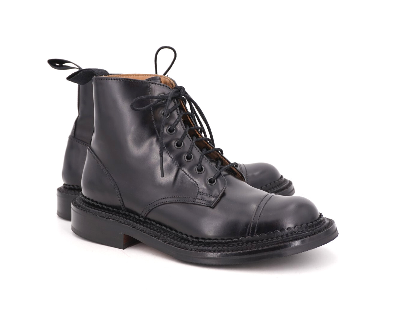 WORN 3x | $850 GRENSON TRIPLE WELT BLACK DERBY CAP TOE BOOT US 7 UK 4.5 D BOX image 2