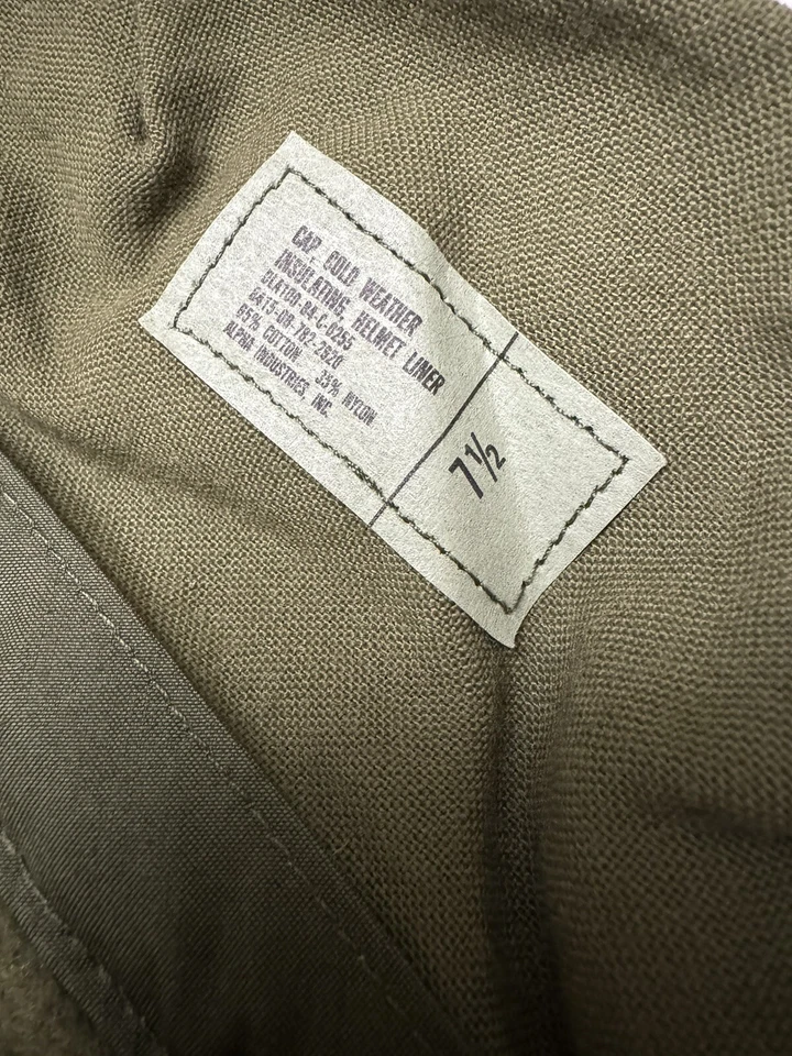 US Military Helmet Liner Olive Cold Weather Hat Layer Insulated 7 1/2 Large New - Image 3 of 4