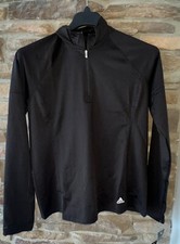 adidas Women's 230G Fleece 1/4 Zip Pullover LS Golf Top Shirt Black Logo S M NWT