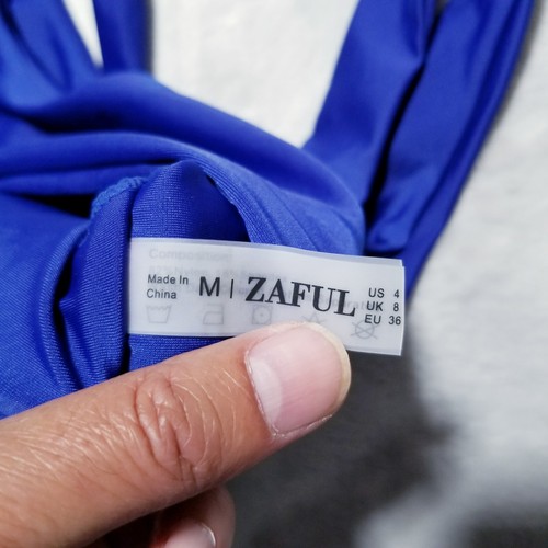 Zaful Royal Blue Bikini Top Size 4 Front Tie NWT - Picture 3 of 6