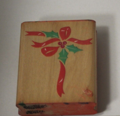 Ribbon Holly Z325-E Rubber Stampede 1993 Rubber Stamp Posh Impressions