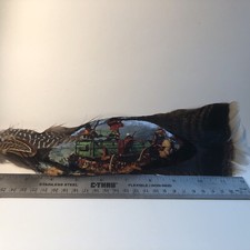 Hat Feather , Stetson, Resistol, Cowboy, Turkey Feather, W/ Cowboy Gunfight On W