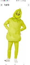 NEW Adult Dr Seuss Grinch Green Plush Mascot Costume Mask Mens Medium Christmas