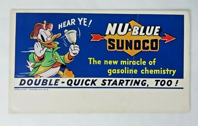 1939 Sunoco Oil Nu-Blue & Disney Blotter Donald Duck ''Hear Ye!'' w Bell  #12227
