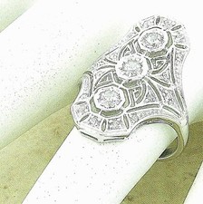 ART DECO STYLE CUBIC ZIRCONIA 925 STERLING SILVER ANTIQUE STYLE RING 1149