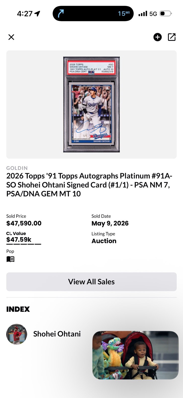 2023 Topps Shohei Ohtani 1988 Topps Auto Platinum 1/1 #88BASO view 4