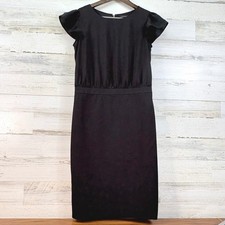 Ann Taylor Womens Black Flutter Sleeve Sheath Dress Size 4 Cocktail Event LBD
