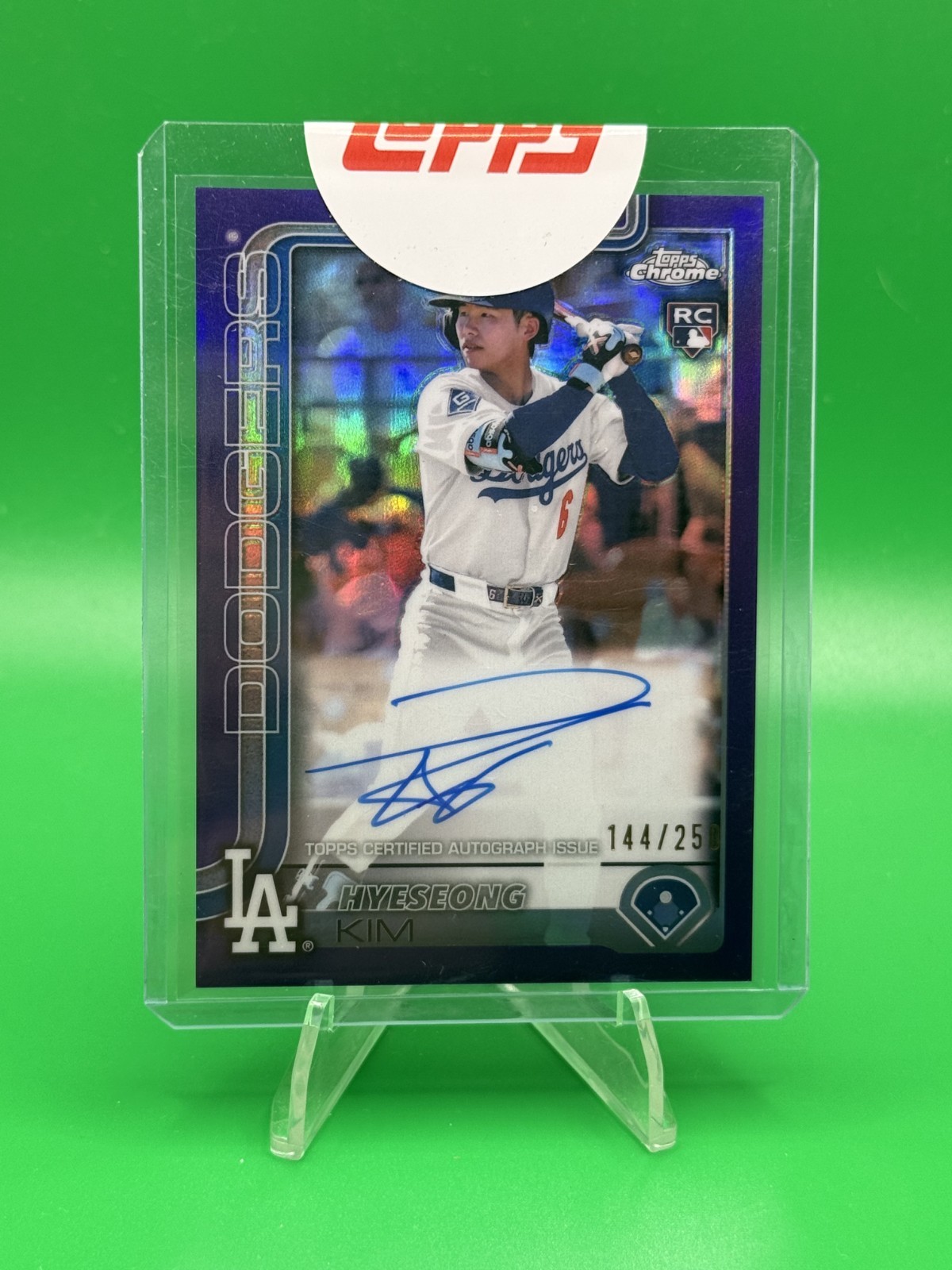2025 Topps Chrome Hyeseong Kim Rookie Auto RC Purple Refractor #/250 Dodgers