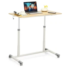 Bureau d'ordinateur réglable en hauteur Goplus, table à roulettes pour ordinateur portable