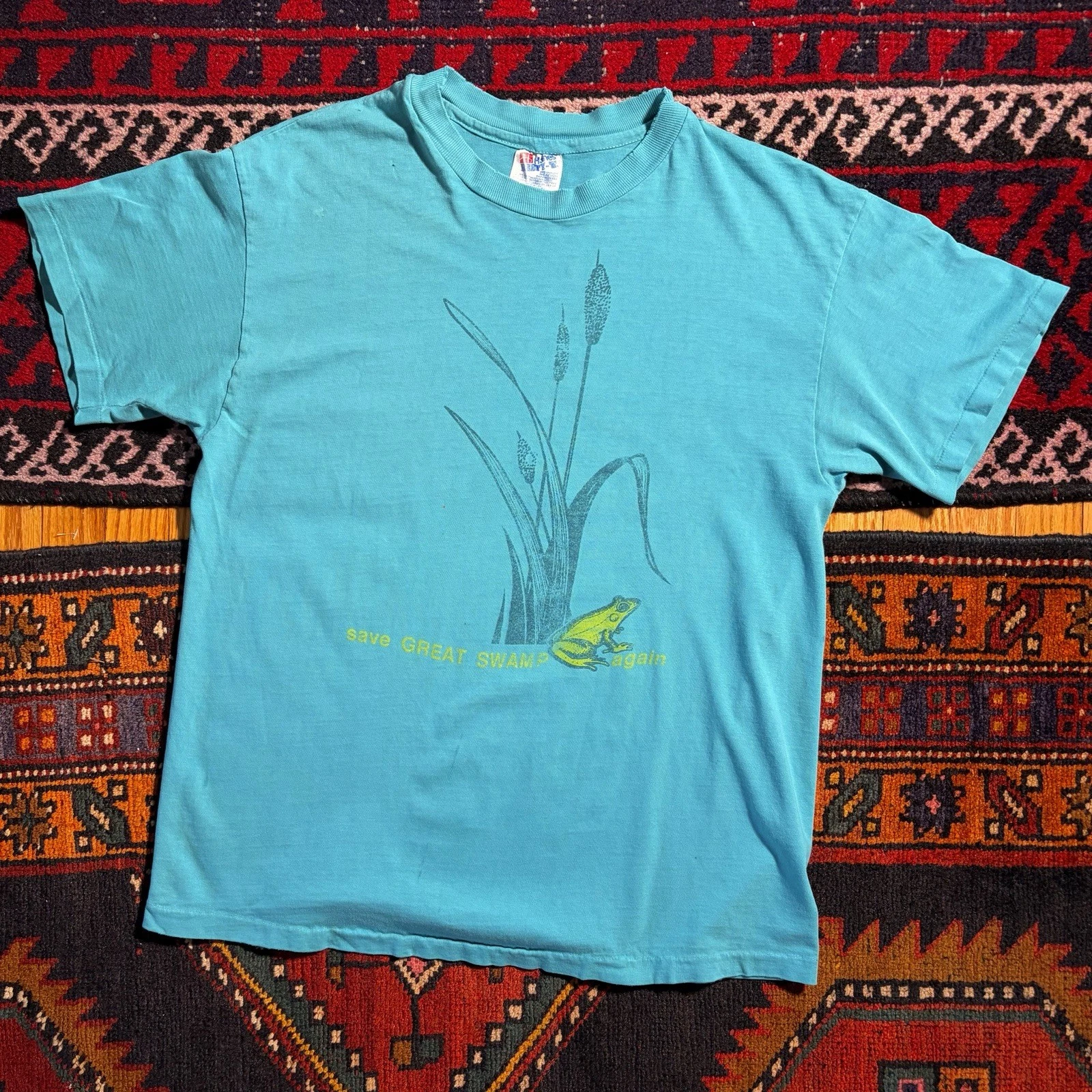 Vintage 90s Save Great Swamp Again NJ Environment Activism Faded Helvetica Sz. L