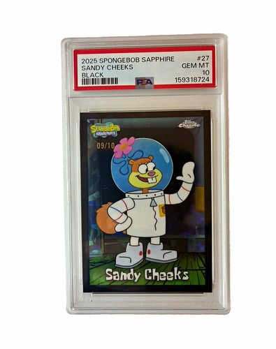Topps 2025 SpongeBob Sapphire Sandy Cheeks Black #27 Serial Numbered /10 PSA 10