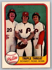 1981 Fleer #645 Triple Threat (Mike Schmidt / Pete Rose / Larry Bowa)