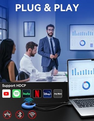 TRUFO WIRELESS HDMI TRANSMITTER AND RECEIVER, 4K DECODE 1080P OUTPUT - BLUE