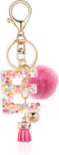 Resin Alphabet Initial Letter Keychain Keyring for Women Purse Handbags With Fur