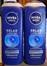 Nivea Men Relax 3 In 1 Body Wash, Lavender Sandalwood Scent, 16.9 fl oz Set 2